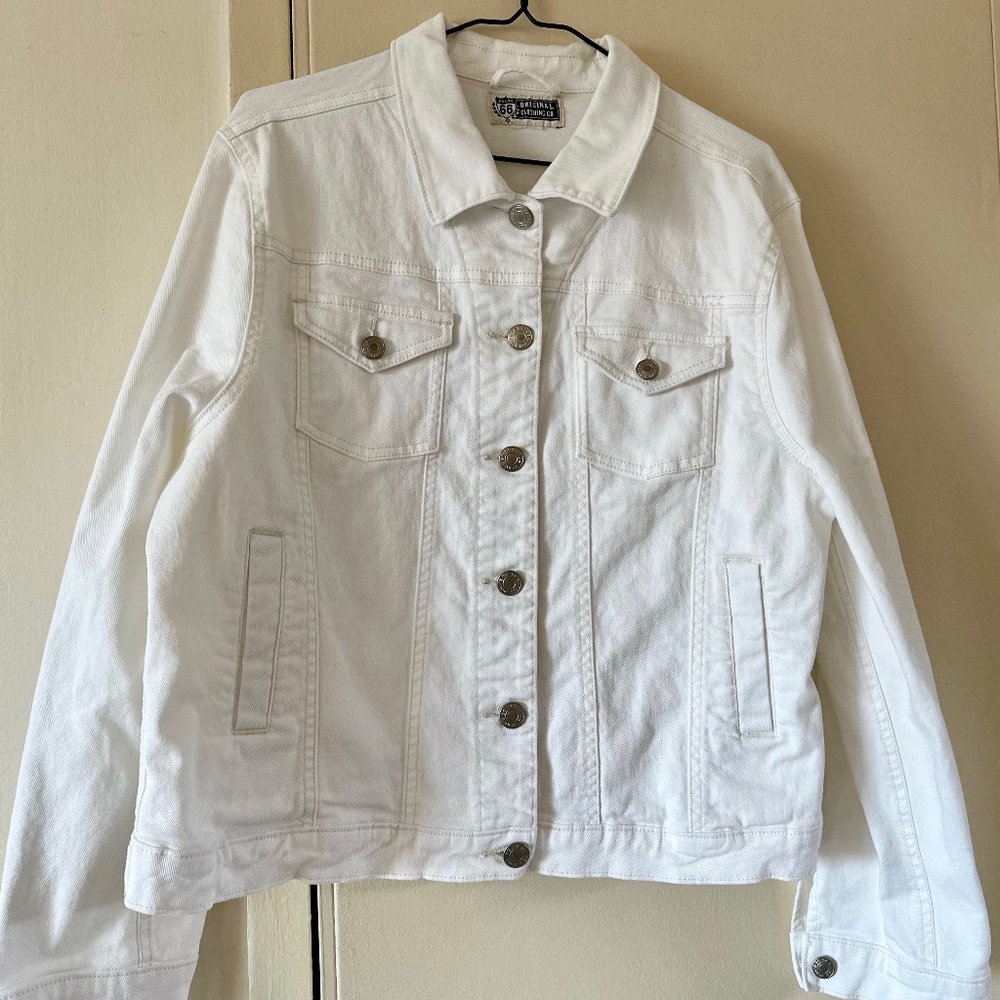 "Route 66 Original Clothing Co." white jean jacket, size medium
